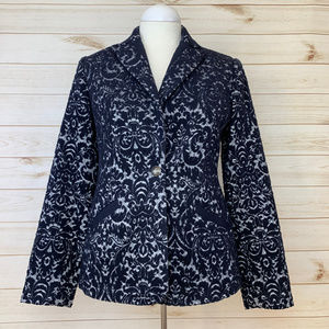 CAbi JACQUARD WOOL BLAZER paisley jacket navy 2